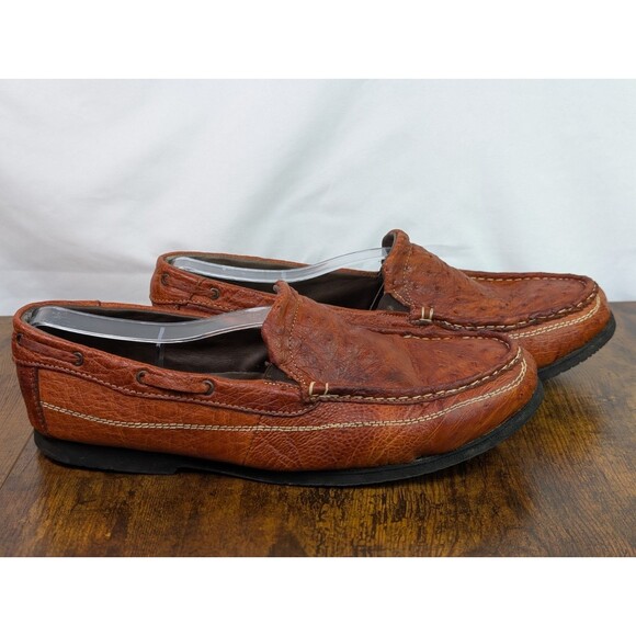 Genuine Ostrich Leather Loafers Men\'s Brown Exotic Slip-On Made In Mexico Sz 12 main image 7